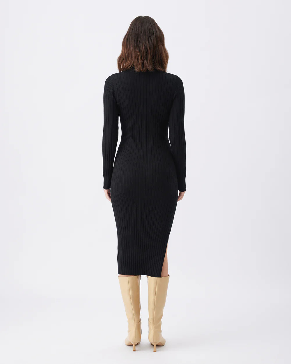 Nella Rib Nursing Knit Dress Black