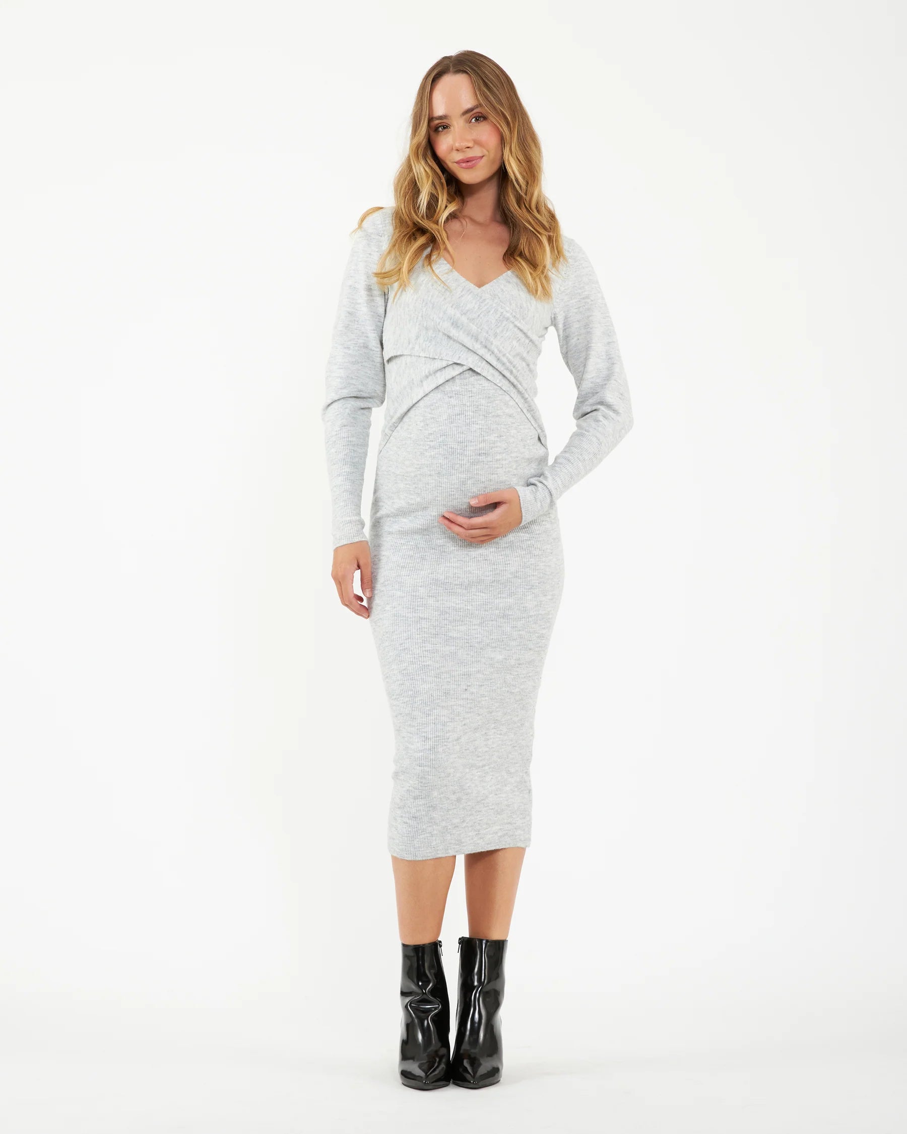 Nursing Knit Dress Snow Marle