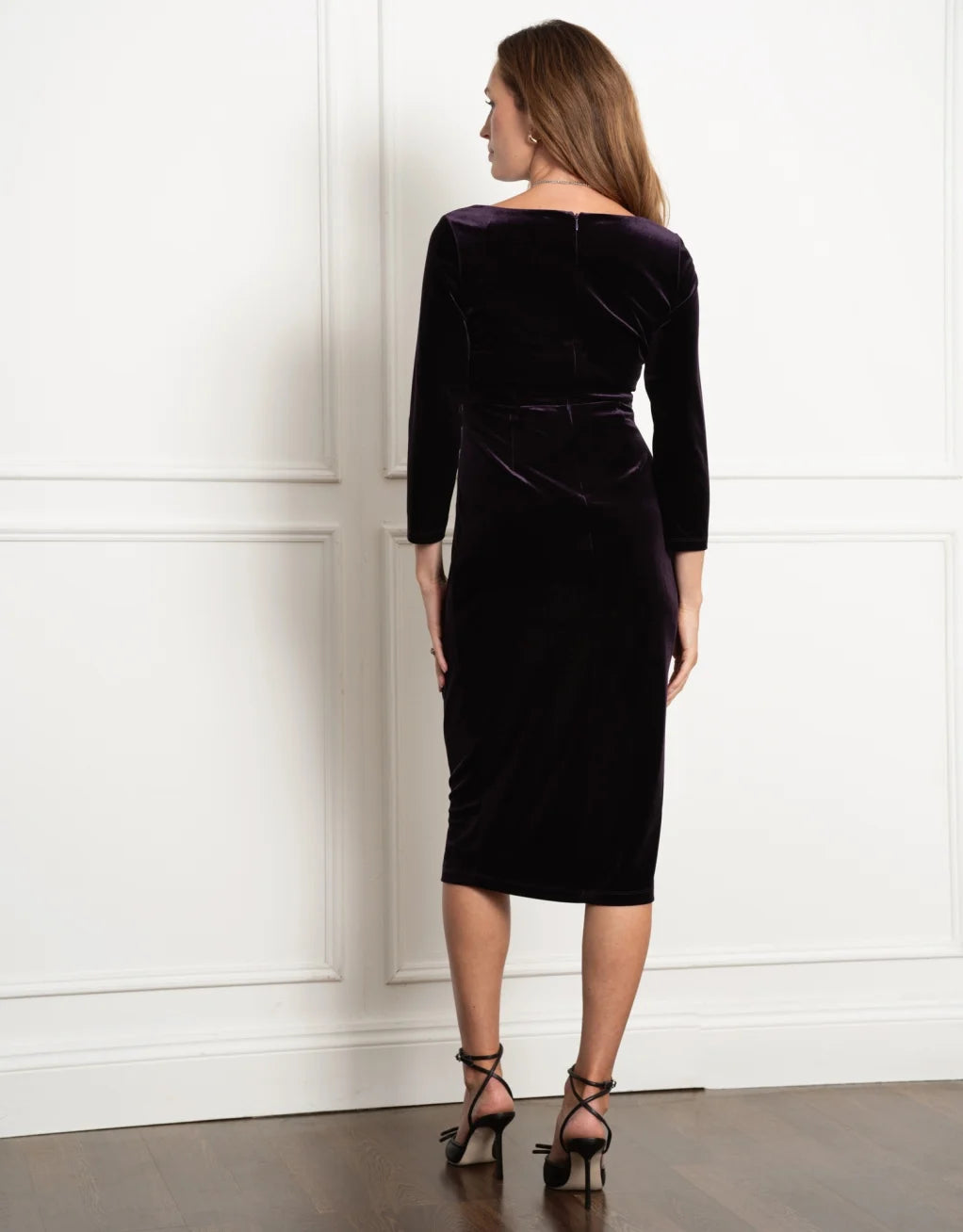 Boat Neck Velvet Maternity Dress