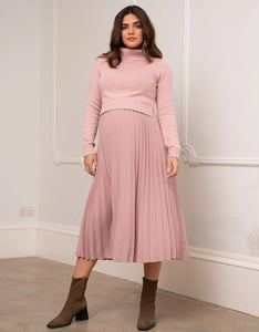 Pleated Maternity & Nursing Dress