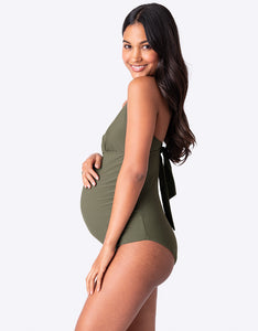 Khaki Tie-Back Maternity Swimsuit