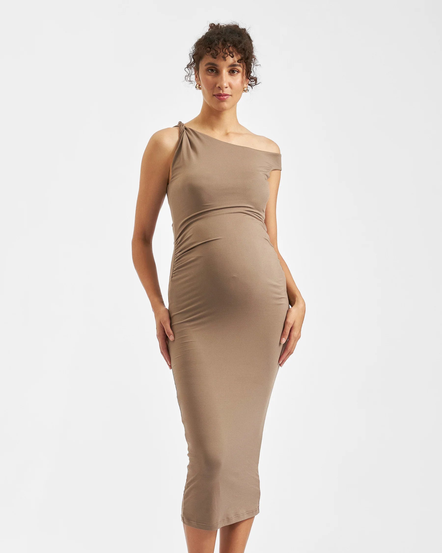 Luxe Off Shoulder Dress - Mocha