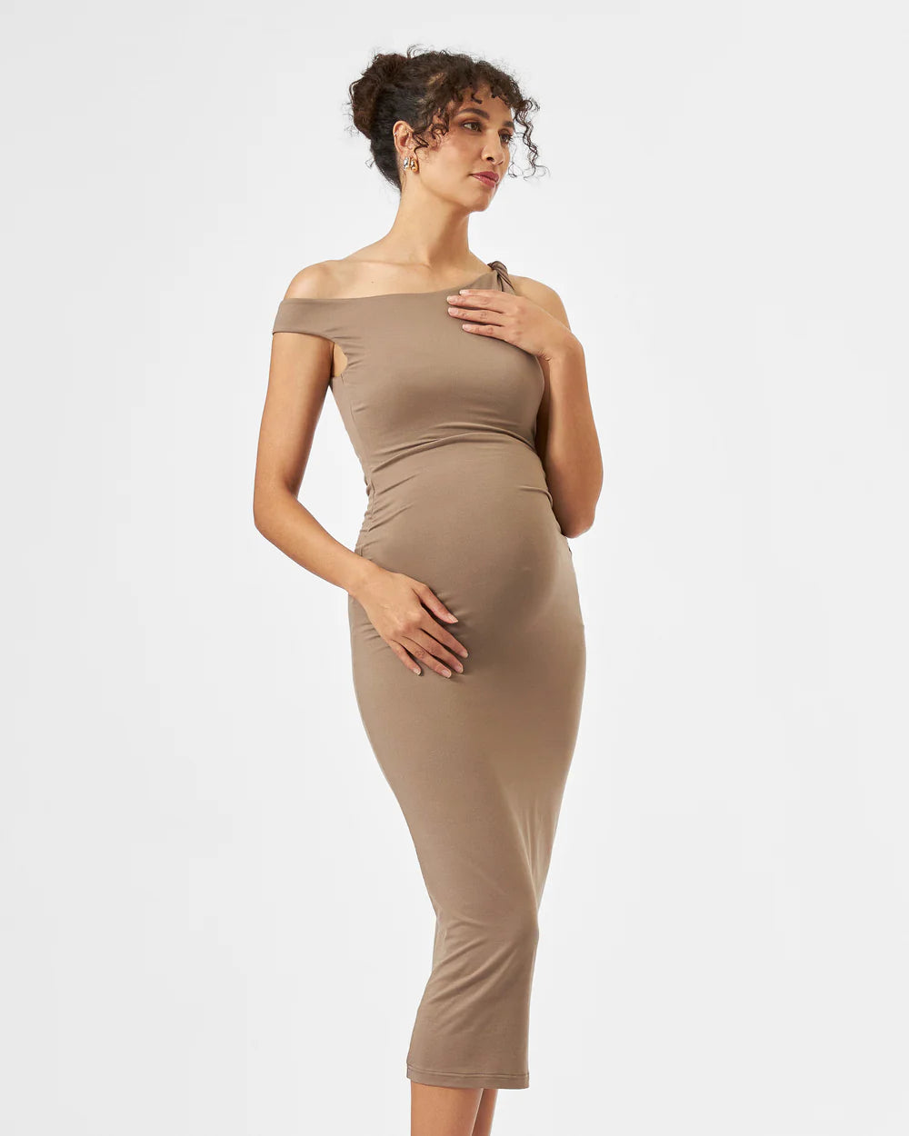 Luxe Off Shoulder Dress - Mocha