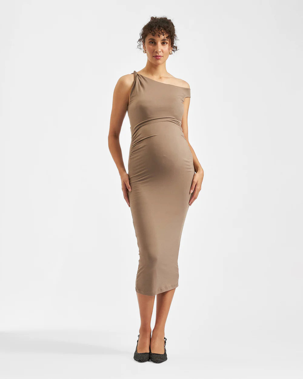 Luxe Off Shoulder Dress - Mocha