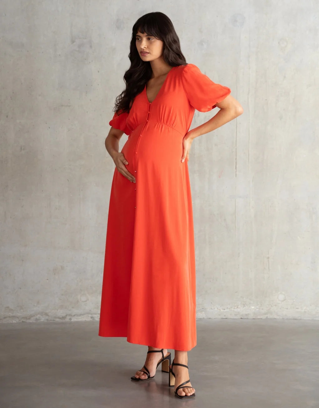 Button-Through V-Neck Maternity & Nursing Dress