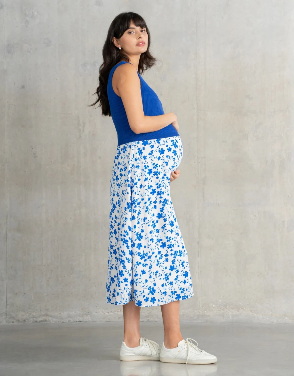 Maternity & Nursing Top With Woven Skirt