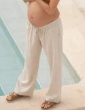 Wide-Leg Linen-Blend Under Bump Maternity Trousers