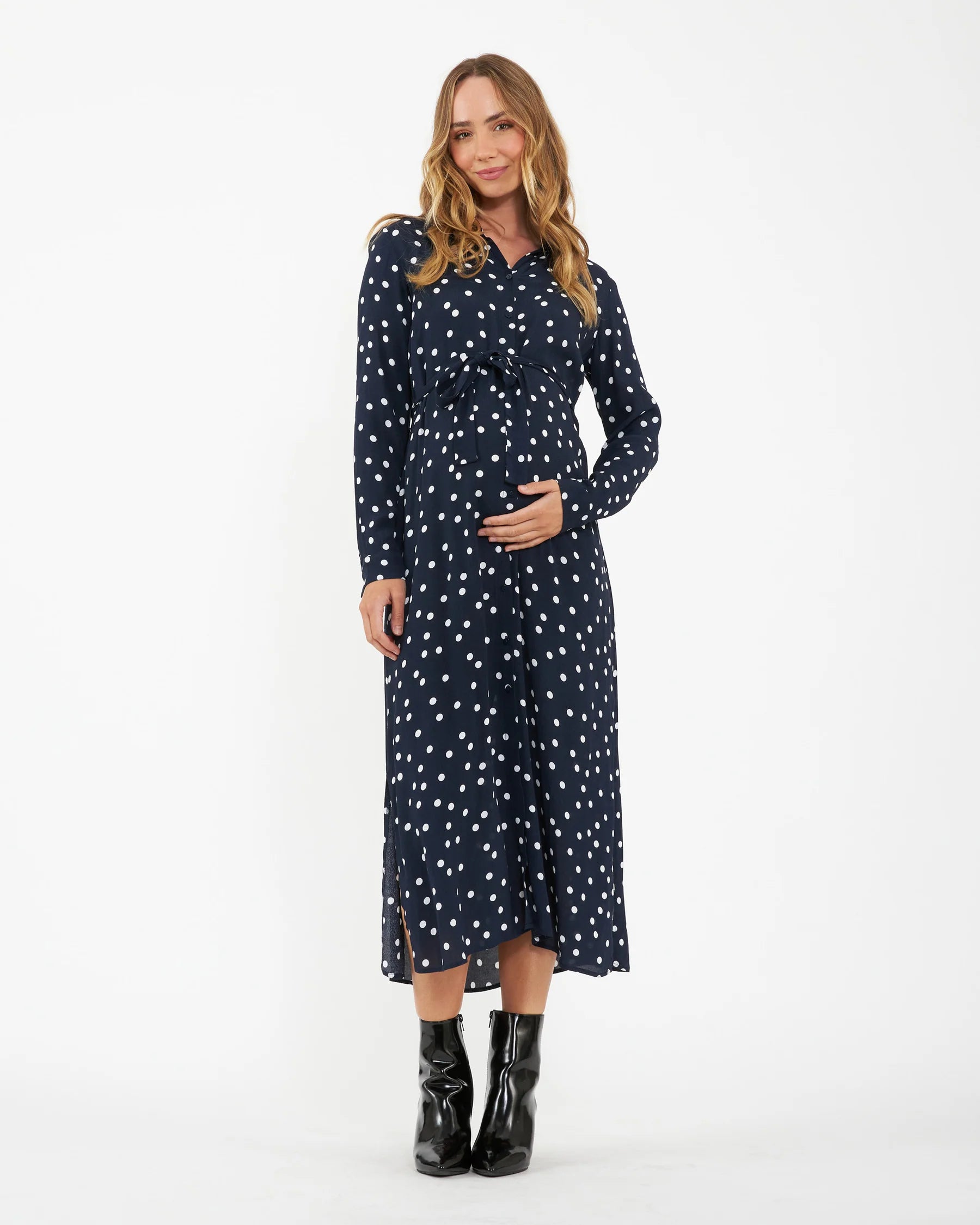 Spot Shirt Dress Navy / White