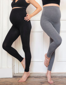 Twin Pack Bamboo Maternity Leggings – Black & Grey