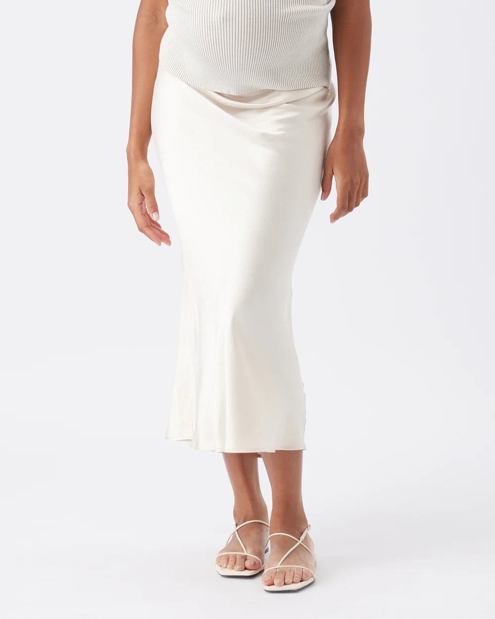 Crystal Satin Skirt Oyster