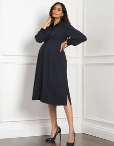 Pleated Waist Maternity & Nursing Shirt Dress