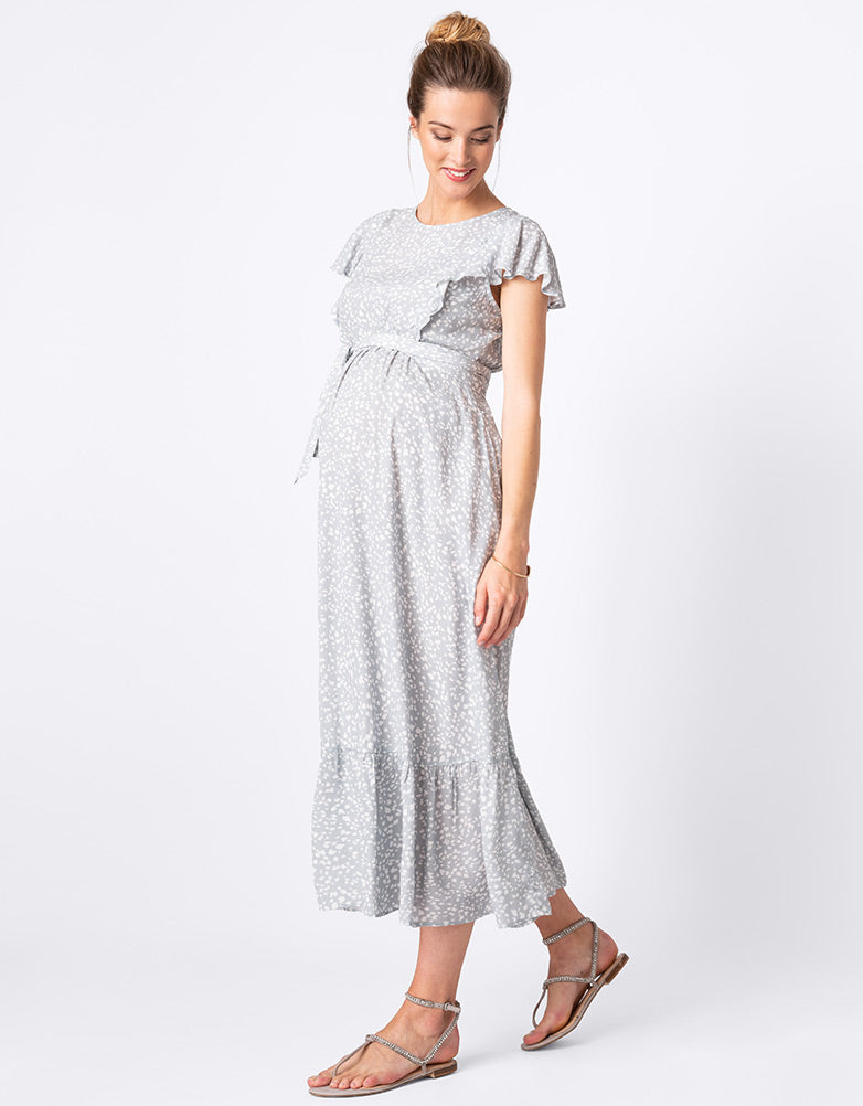 Sage Maternity & Nursing Midi Dress