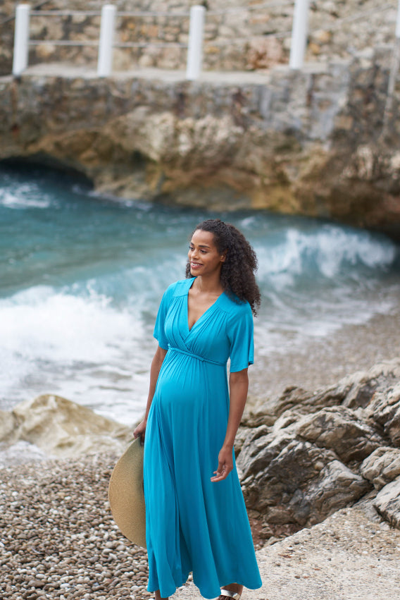Turquoise maternity maxi dress Clearance